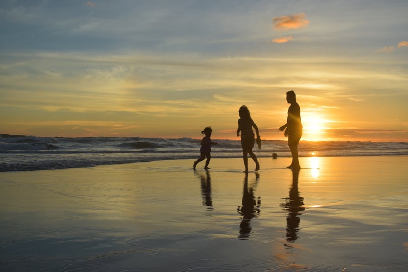 Silhouette of a Family at the Beach